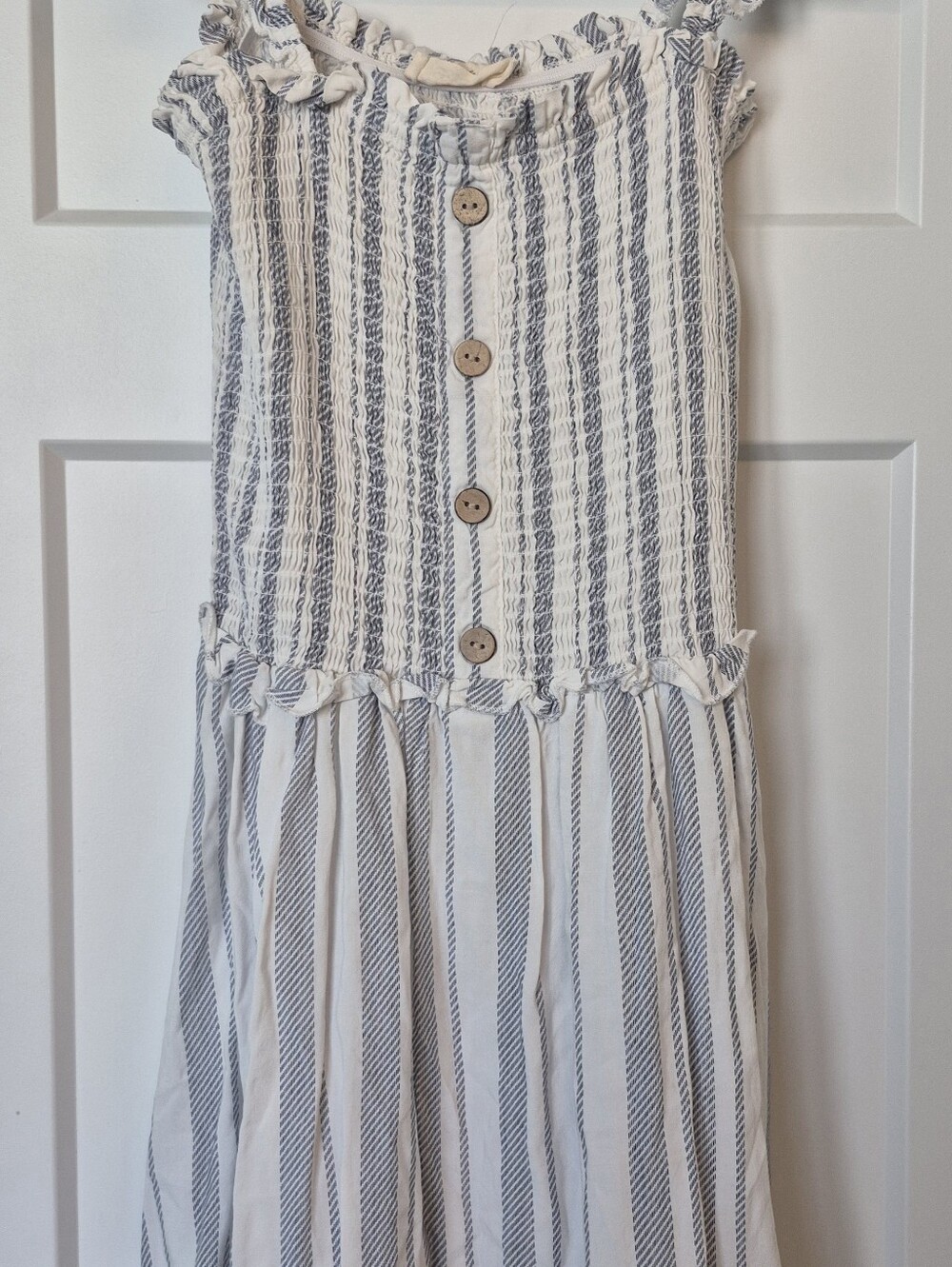 Ocean Drive Girls Striped Button-Front Sundress - White & Navy